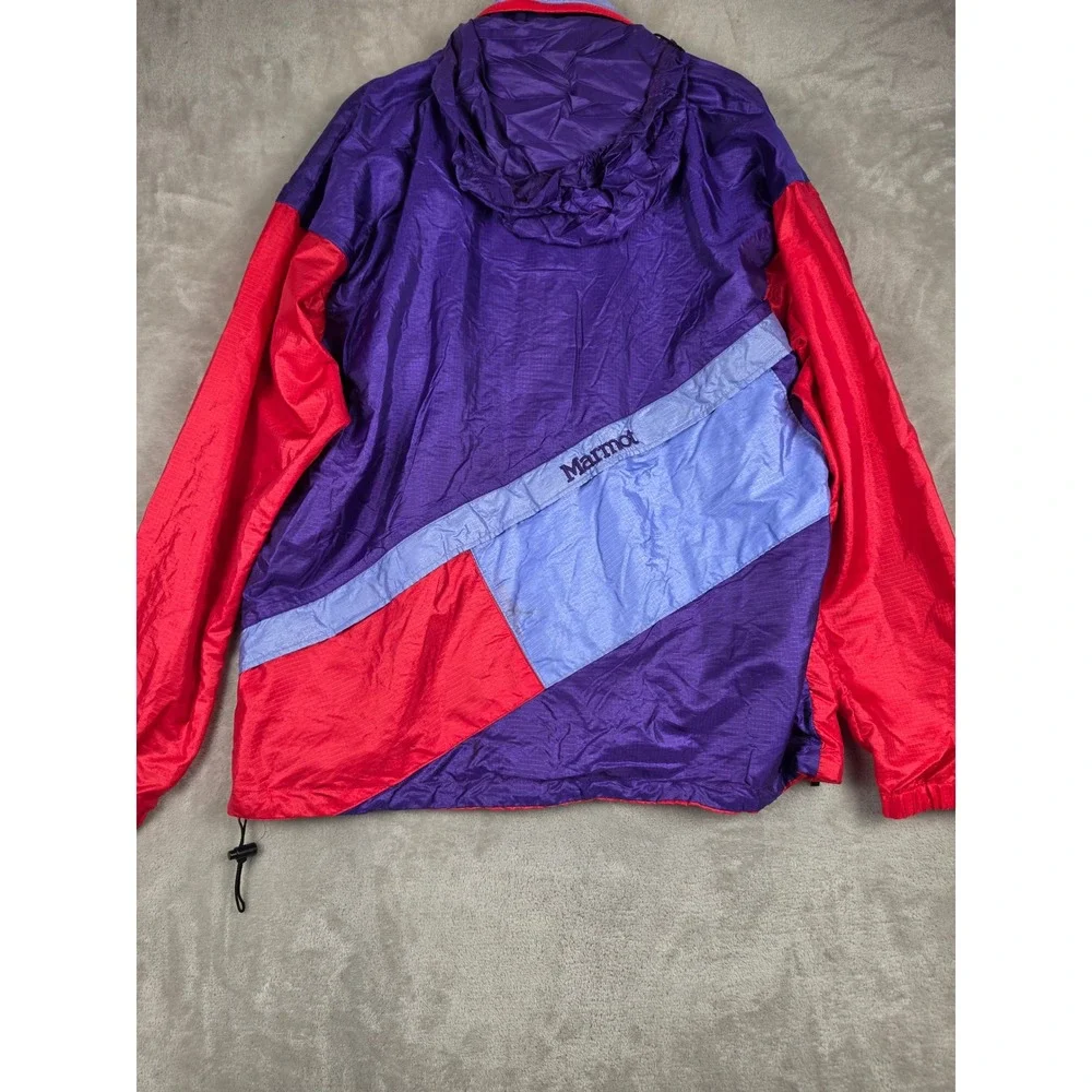 Vintage Marmot Windbreaker Jacket Mens L Red Colorblock Packable Full Zip